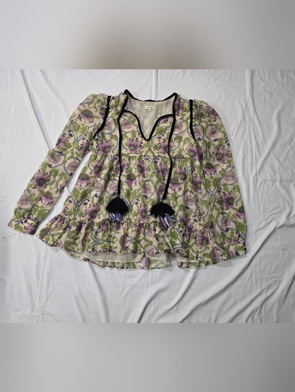 MANOUSH Women's Flora VNeck Long Sleeve Blouse Top
